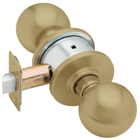 Grade 2 Passage Cylindrical Lock, Orbit Knob, Non-Keyed, Antique Brass Finish, Non-handed